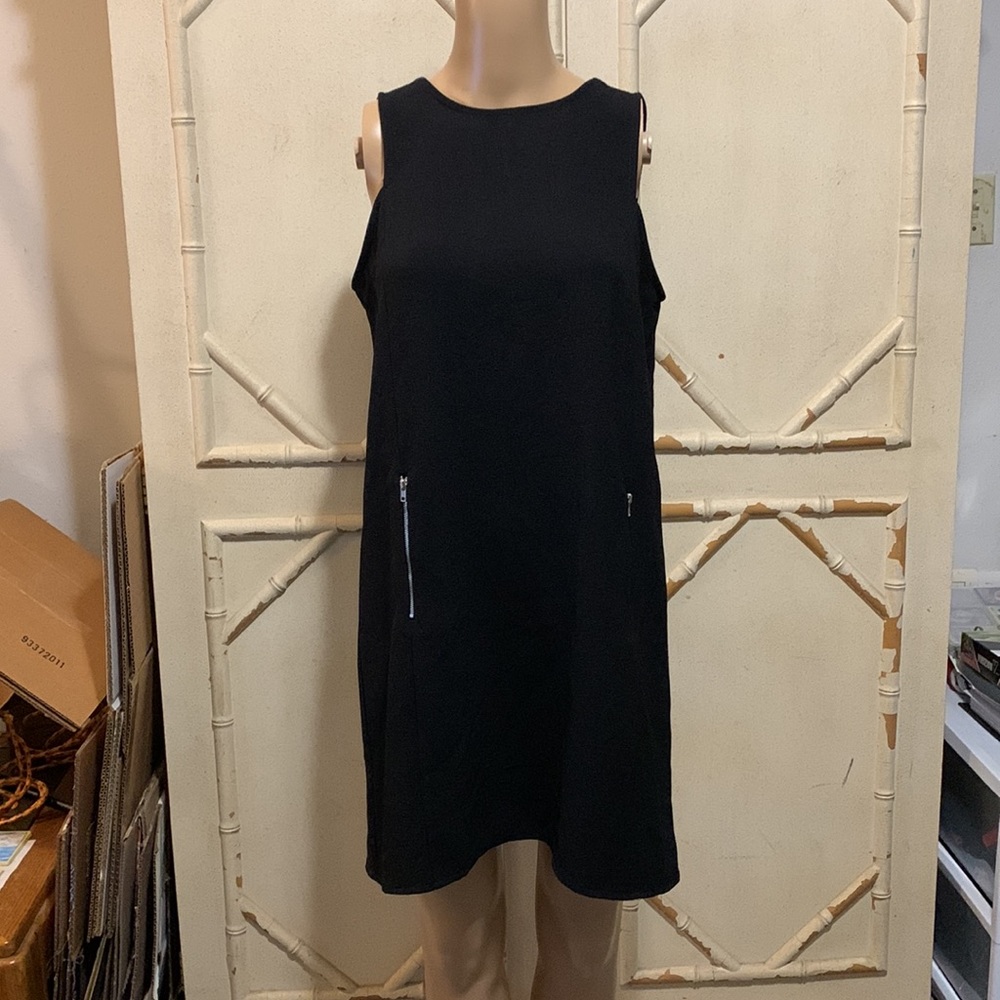 Black Sleeveless Shift Dress - Picture 4 of 6
